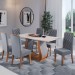 Mesa de Jantar 6 Lugares Dallas Imbuia/Blonde/Veludo Cinza - Viero Móveis