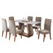 Mesa de Jantar 6 Lugares Corsa Imbuia/Blonde/Veludo Perola - Viero Móveis
