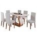 Mesa de Jantar 6 Lugares Roma Imbuia/Blonde/Veludo Marfim - Viero Móveis