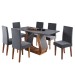Mesa de Jantar 6 Lugares Roma Imbuia/Cinza/Veludo Grafite - Viero Móveis