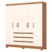Guarda-Roupa Casal 6 Portas 6 Gavetas Nature/Off White B355 - Briz