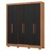 Guarda-Roupa Casal 6 Portas 3 Gavetas Nature/Preto B366 - Briz