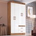 Guarda-Roupa Solteiro Cordova 4 Portas 2 Gavetas Off White Nogueira - Doripel