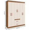 Guarda-Roupa Casal Riveira 6 Portas 2 Gavetas Off White/Nogueira - Doripel