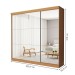 Guarda-Roupa Casal Isabela 3 Portas de Correr Espelhado 4 Gavetas Carvalho - Minastex