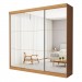 Guarda-Roupa Casal Isabela 3 Portas de Correr Espelhado 4 Gavetas Carvalho - Minastex