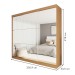 Guarda-Roupa Casal Rennes 3 Portas de Correr Espelhado 4 Gavetas Carvalho - Minastex
