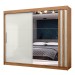 Guarda-Roupa Casal Seul 100% Mdf 2 Portas 4 Gavetas com Espelho Freijo/Off White - Mx Móveis