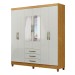 Guarda-Roupa Casal Toledo 6 Portas 3 Gavetas com Espelho Marrocos/Off White - Mx Móveis
