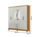Guarda-Roupa Casal Toledo 6 Portas 3 Gavetas com Espelho Marrocos/Off White - Mx Móveis