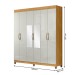 Guarda-Roupa Casal Santarem 6 Portas 2 Gavetas com Espelho Marrocos/Off White - Mx Móveis