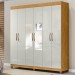 Guarda-Roupa Casal Santarem 6 Portas 2 Gavetas com Espelho Marrocos/Off White - Mx Móveis
