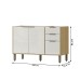 Balcão de Cozinha para Pia 120 Cm Glória 3 Portas 2 Gavetas Castanho/Off White - Mx Móveis