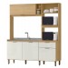 Cozinha Compacta Cloe 4 Portas 1 Gaveta Castanho/Off White - Mx Móveis