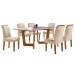 Mesa de Jantar 6 Lugares Itália com Vidro Cinamomo/Off White/Bege - Panorama Móveis