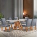 Mesa de Jantar 6 Lugares Montreal com Vidro Cinamomo/Off White/Suede Cinza - Panorama Móveis