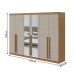 Guarda-Roupa Casal Bertha 6 Portas 4 Gavetas com Espelho Amêndoa Clean/Off White - Móveis Lopas