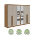 Guarda-Roupa Casal Bertha 6 Portas 4 Gavetas com Espelho Amêndoa Clean/Off White - Móveis Lopas