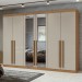 Guarda-Roupa Casal Bertha 6 Portas 4 Gavetas com Espelho Amêndoa Clean/Off White - Móveis Lopas