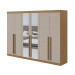 Guarda-Roupa Casal Bertha 6 Portas 4 Gavetas com Espelho Amêndoa Clean/Off White - Móveis Lopas