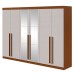 Guarda-Roupa Casal Bertha 6 Portas 4 Gavetas com Espelho Frassino/Off White - Móveis Lopas