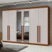 Guarda-Roupa Casal Bertha 6 Portas 4 Gavetas com Espelho Frassino/Off White - Móveis Lopas