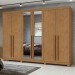 Guarda-Roupa Casal Bertha 6 Portas 4 Gavetas com Espelho Amêndoa Clean 72911.164 - Móveis Lopas