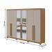 Guarda-Roupa Casal Bertha 6 Portas 4 Gavetas com Espelho Amêndoa Clean/Off White 72911.164 - Móveis Lopas