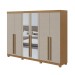 Guarda-Roupa Casal Bertha 6 Portas 4 Gavetas com Espelho Amêndoa Clean/Off White 72911.164 - Móveis Lopas