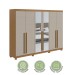 Guarda-Roupa Casal Bertha 6 Portas 4 Gavetas com Espelho Amêndoa Clean/Off White 72911.164 - Móveis Lopas