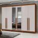 Guarda-Roupa Casal Bertha 6 Portas 4 Gavetas com Espelho Frassino/Off White 72911.164 - Móveis Lopas