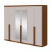 Guarda-Roupa Casal Alonzo 6 Portas 4 Gavetas com Espelho 100% Mdf Frassino/Off White - Móveis Lopas