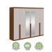 Guarda-Roupa Casal Alonzo 6 Portas 4 Gavetas com Espelho 100% Mdf Frassino/Off White - Móveis Lopas