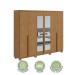 Guarda-Roupa Casal Alonzo 6 Portas 4 Gavetas com Espelho 100% Mdf 59944.3 Amêndoa Clean - Móveis Lopas
