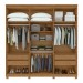 Guarda-Roupa Casal Alonzo 6 Portas 4 Gavetas com Espelho 100% Mdf 59944.3 Amêndoa Clean/Off White - Móveis Lopas