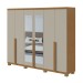 Guarda-Roupa Casal Alonzo 6 Portas 4 Gavetas com Espelho 100% Mdf 59944.3 Amêndoa Clean/Off White - Móveis Lopas
