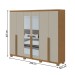 Guarda-Roupa Casal Alonzo 6 Portas 4 Gavetas com Espelho 100% Mdf 59944.3 Amêndoa Clean/Off White - Móveis Lopas