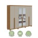 Guarda-Roupa Casal Alonzo 6 Portas 4 Gavetas com Espelho 100% Mdf 59944.3 Amêndoa Clean/Off White - Móveis Lopas