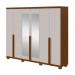 Guarda-Roupa Casal Alonzo 6 Portas 4 Gavetas com Espelho 100% Mdf 59944.3 Frassino/Off White - Móveis Lopas