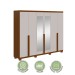Guarda-Roupa Casal Alonzo 6 Portas 4 Gavetas com Espelho 100% Mdf 59944.3 Frassino/Off White - Móveis Lopas