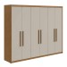 Guarda-Roupa Casal áries 6 Portas 5 Gavetas Amêndoa Clean/Off White - Móveis Lopas