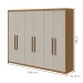 Guarda-Roupa Casal áries 6 Portas 5 Gavetas Amêndoa Clean/Off White - Móveis Lopas