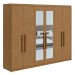 Guarda-Roupa Casal áries 6 Portas 5 Gavetas com Espelho 59621.59 Amêndoa Clean - Móveis Lopas