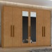 Guarda-Roupa Casal áries 6 Portas 5 Gavetas com Espelho 59621.59 Amêndoa Clean - Móveis Lopas