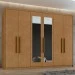 Guarda-Roupa Casal áries 6 Portas 5 Gavetas com Espelho 59621.59 Amêndoa Clean - Móveis Lopas