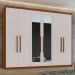 Guarda-Roupa Casal áries 6 Portas 5 Gavetas com Espelho 59621.59 Frassino/Off White - Móveis Lopas