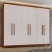 Guarda-Roupa Casal áries 6 Portas 5 Gavetas Flex 59621.58 Frassino/Off White - Móveis Lopas