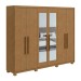 Guarda-Roupa Casal áries 6 Portas 5 Gavetas com Espelho Amêndoa Clean - Móveis Lopas
