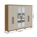 Guarda-Roupa Casal áries 6 Portas 5 Gavetas com Espelho Amêndoa Clean/Off White - Móveis Lopas