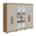 Guarda-Roupa Casal áries 6 Portas 5 Gavetas com Espelho Amêndoa Clean/Off White - Móveis Lopas